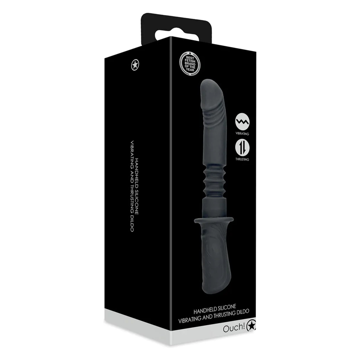 Ouch Handheld Silicone Vibrating Thrusting Dildo 11 Inch