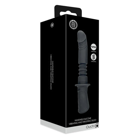 Ouch Handheld Silicone Vibrating Thrusting Dildo 11 Inch