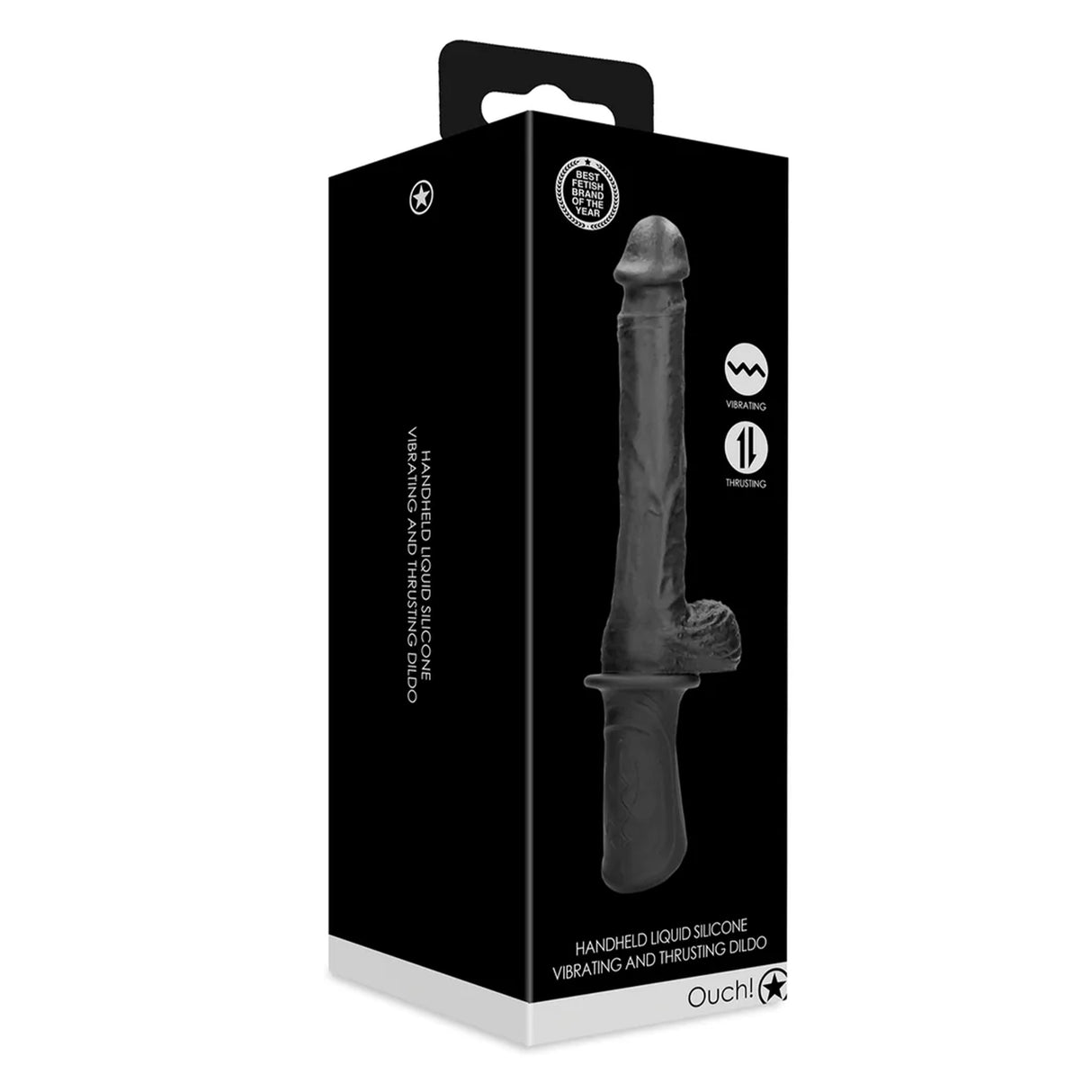 Ouch Handheld Liquid Silicone Vibrating Thrusting Dildo 11 Inch