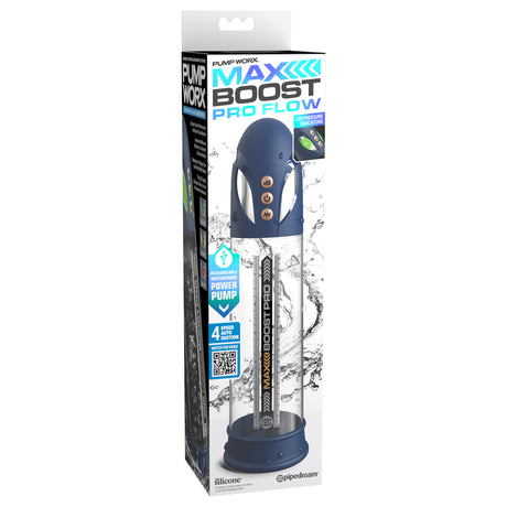 Pipedream Pump Worx Max Boost Pro Flow Penis Pump Blue Clear