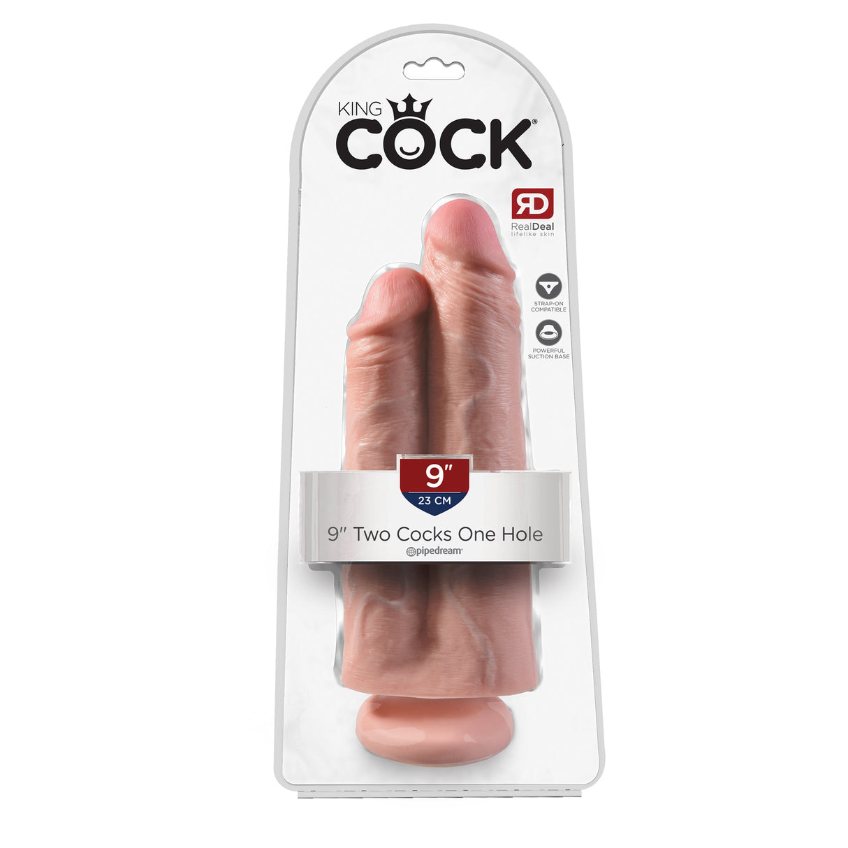 Pipedream King Cock Two Cocks One Hole Dildo 9 Inch Flesh