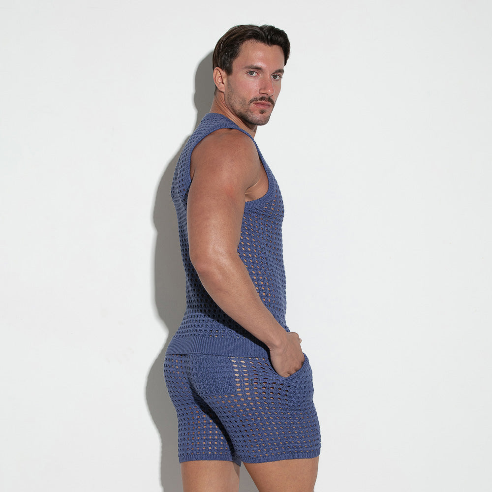 Code 22 Diamond Knit Tank Top Navy