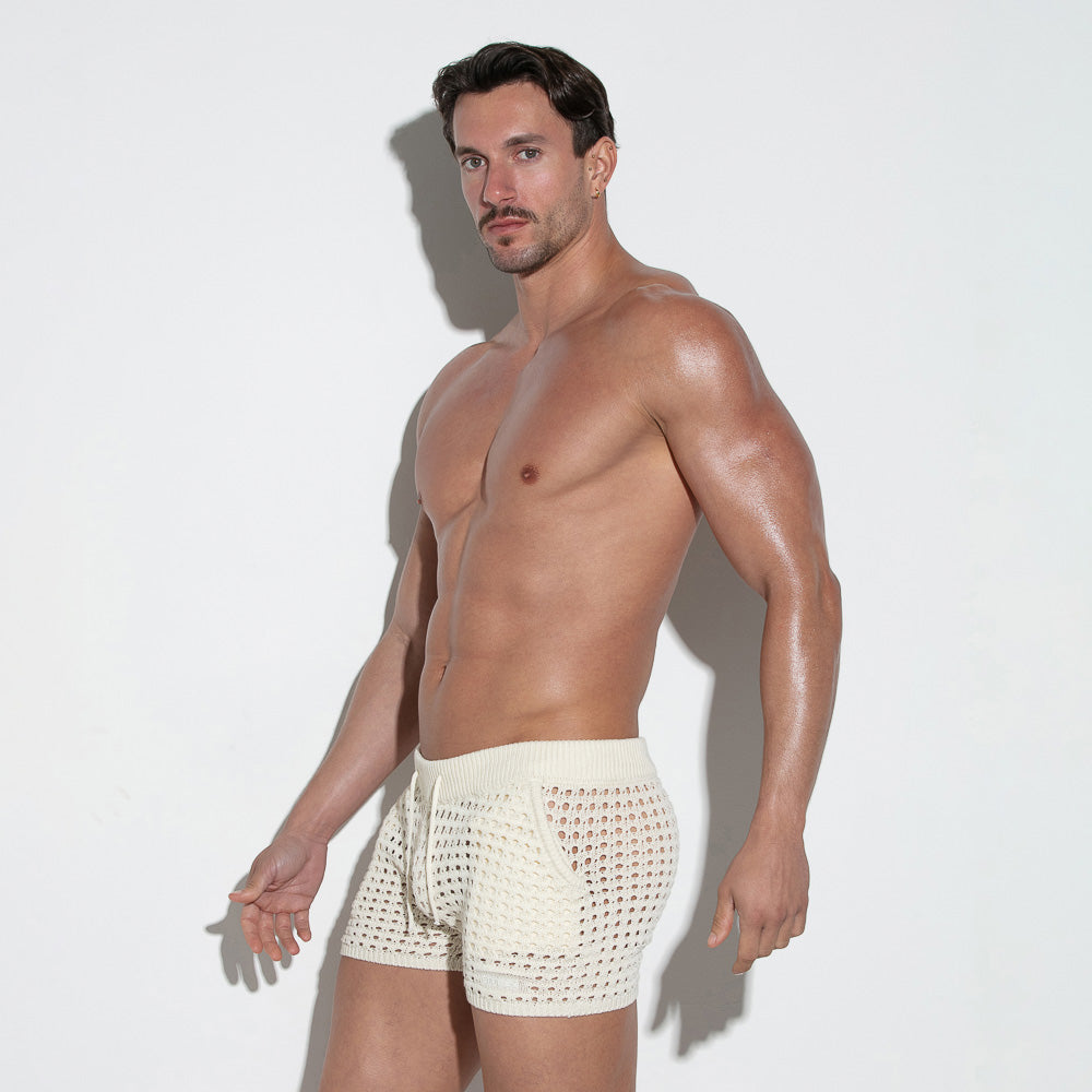Code 22 Diamond Knit Mini Short Off White