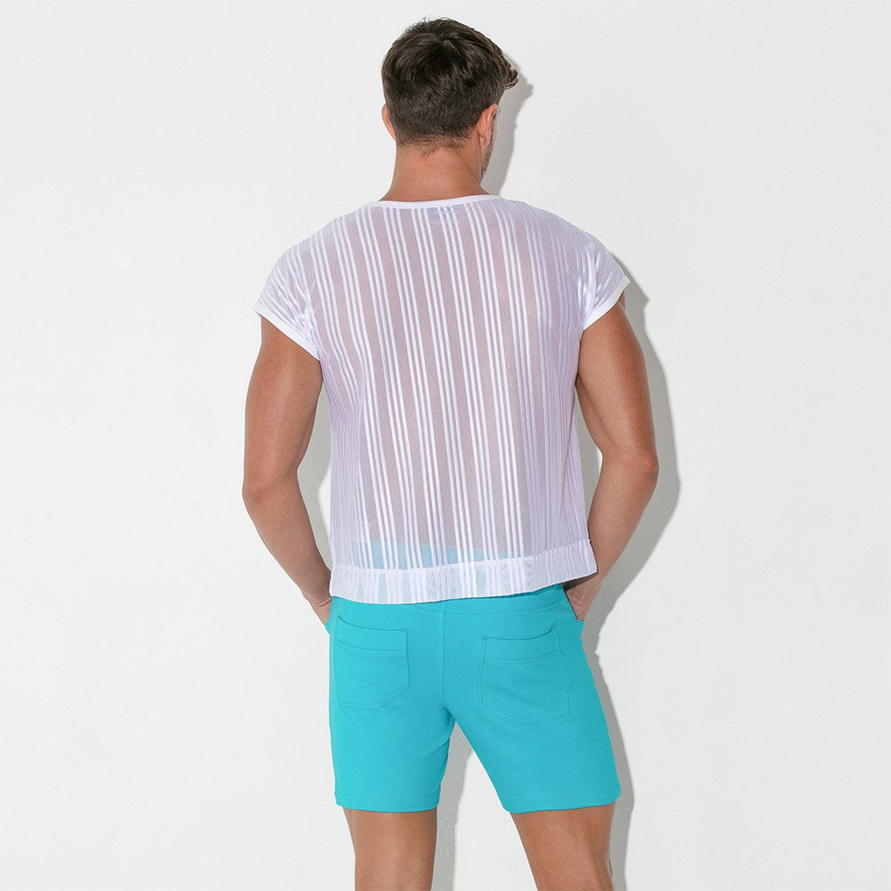 Code 22 Mesh Pinstripe T Shirt White