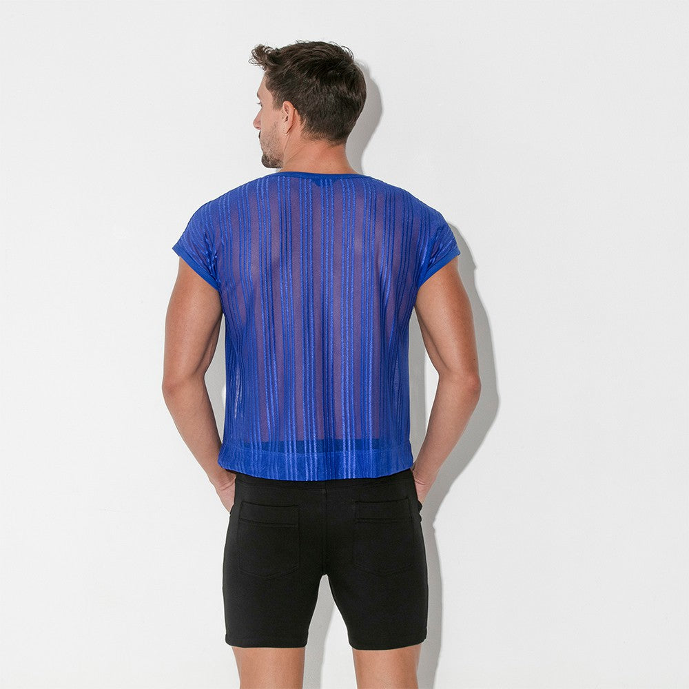 Code 22 Mesh Pinstripe T Shirt Blue