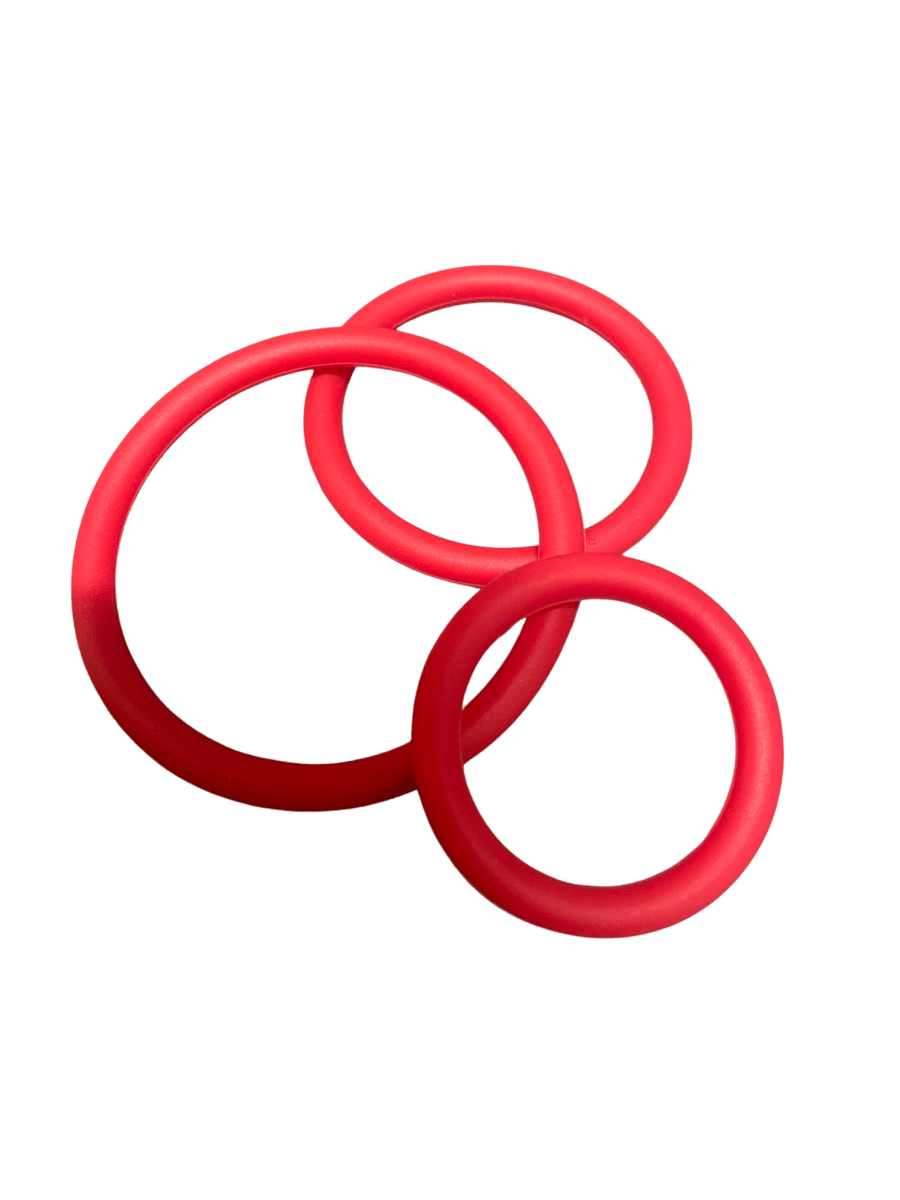ruff GEAR Silicone Cock Ring 3 Pack Red