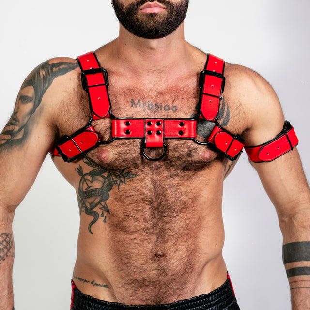 ruff GEAR Bold Leather Bulldog Harness Red