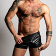 ruff GEAR Double Tone Leather Sports Shorts Black Red