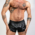 ruff GEAR Double Tone Leather Sports Shorts Black White