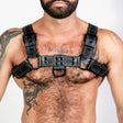 ruff GEAR RAW  Leather Bulldog Harness Black White