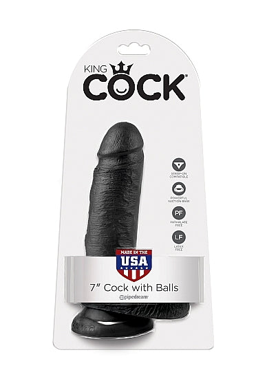 Pipedream King Cock 7 Inch Cock with Balls Black