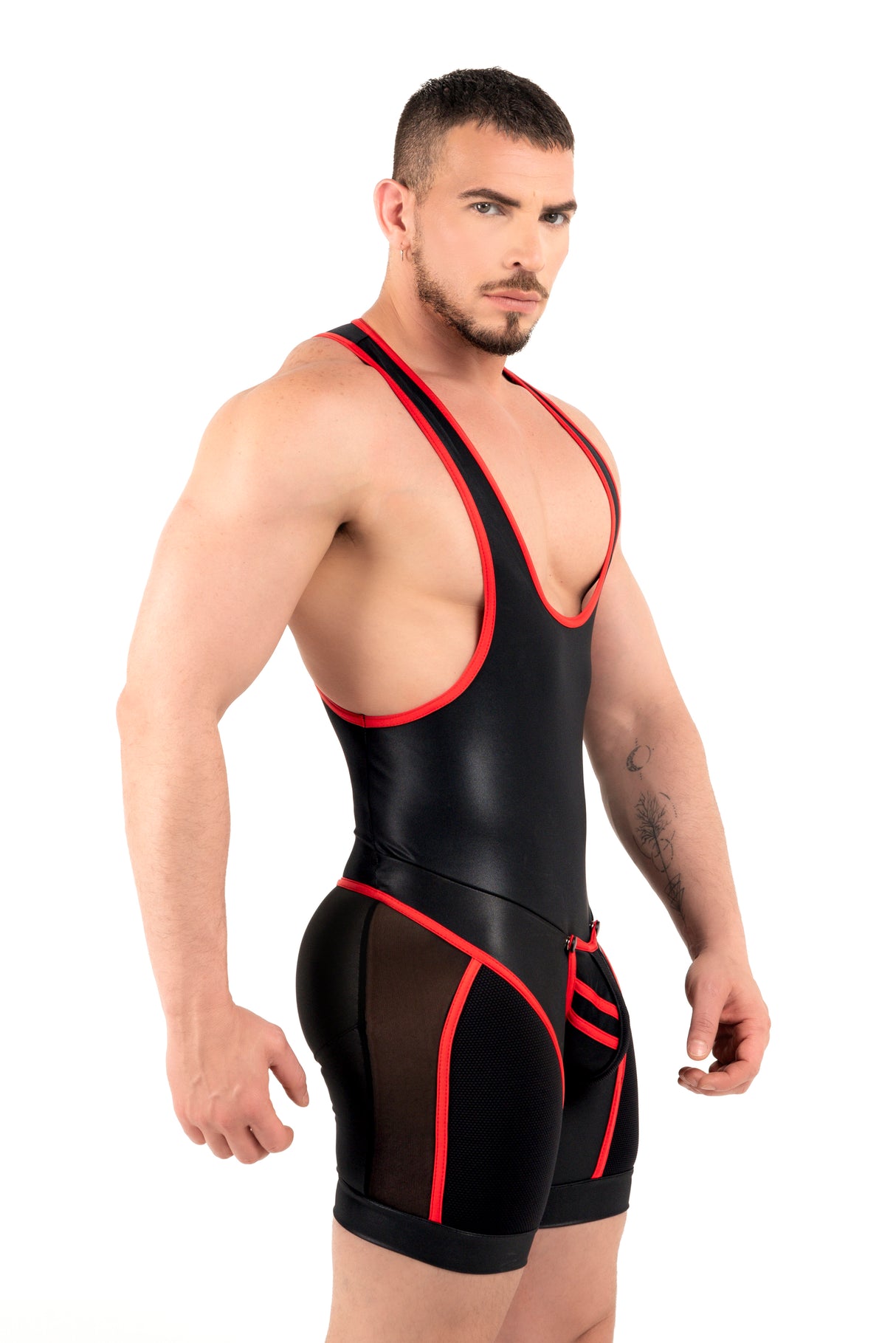 ROK Kinky Zipper Wrestler Singlet Black Red