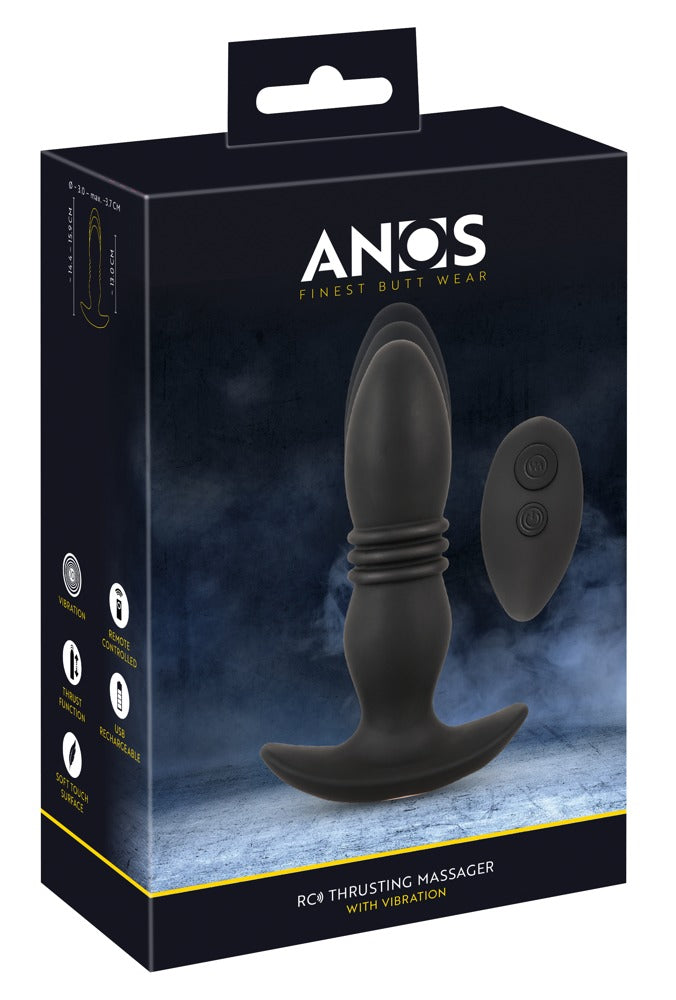 Anos Remote Control Thrusting Butt Plug Black