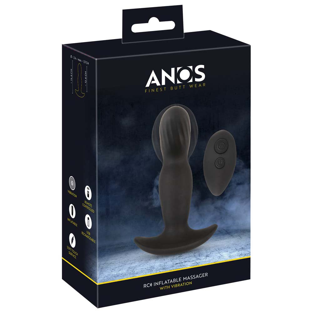 Anos Remote Control Inflatable Tip Butt Plug  5.75 Inch Black