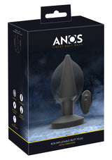 Anos Remote Control Inflatable Butt Plug  5.75 Inch Black