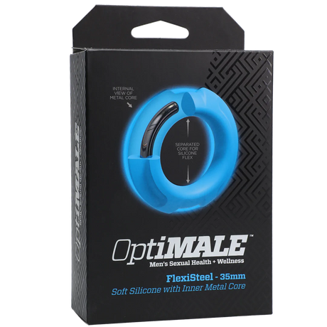 Doc Johnson OptiMALE Flexisteel 35mm Cock Ring Blue