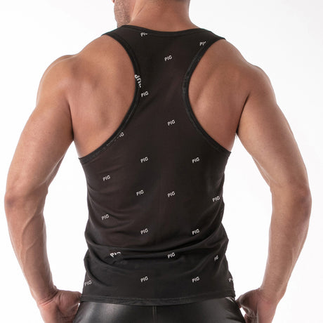 Leader ID Mesh Tank Top Pig Black