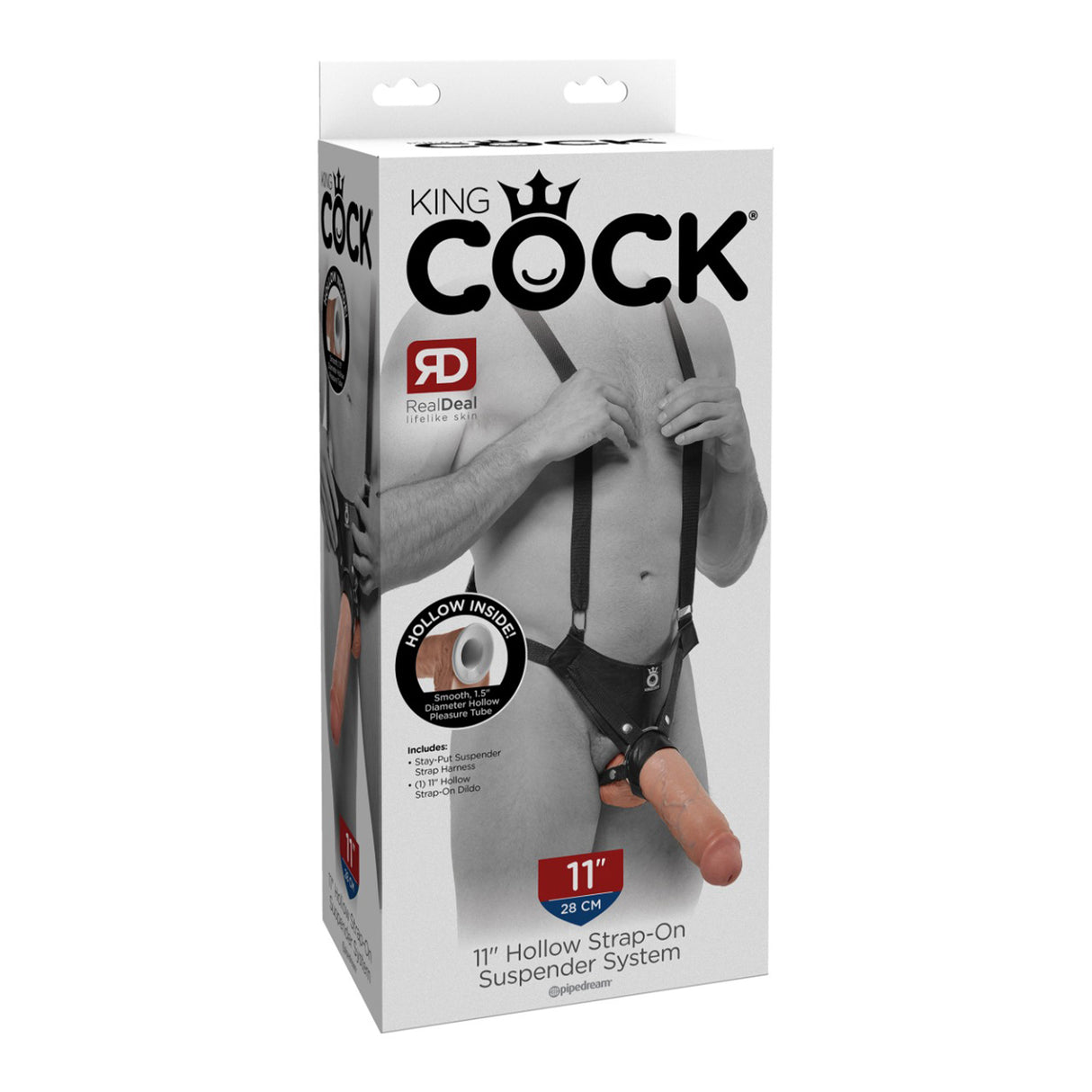 Pipedream King Cock 11 Inch Hollow Strap On Suspender System Flesh Black