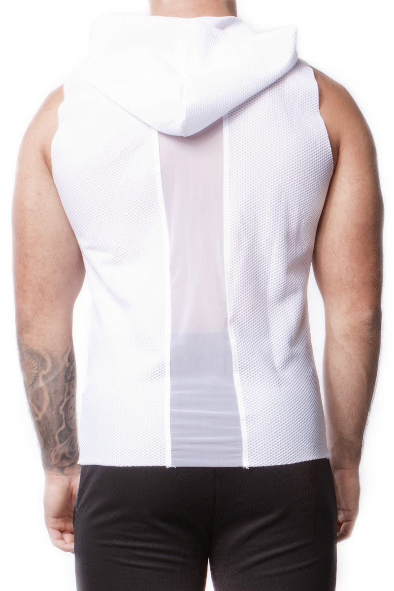 Alexander Cobb Mesh Sleeveless Hoody White