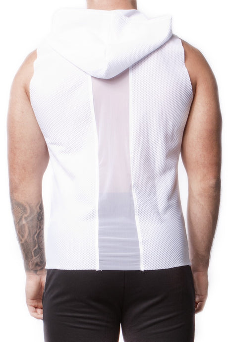 Alexander Cobb Mesh Sleeveless Hoody White