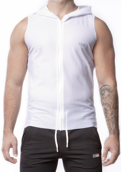 Alexander Cobb Mesh Sleeveless Hoody White