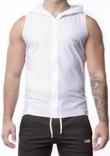 Alexander Cobb Mesh Sleeveless Hoody White