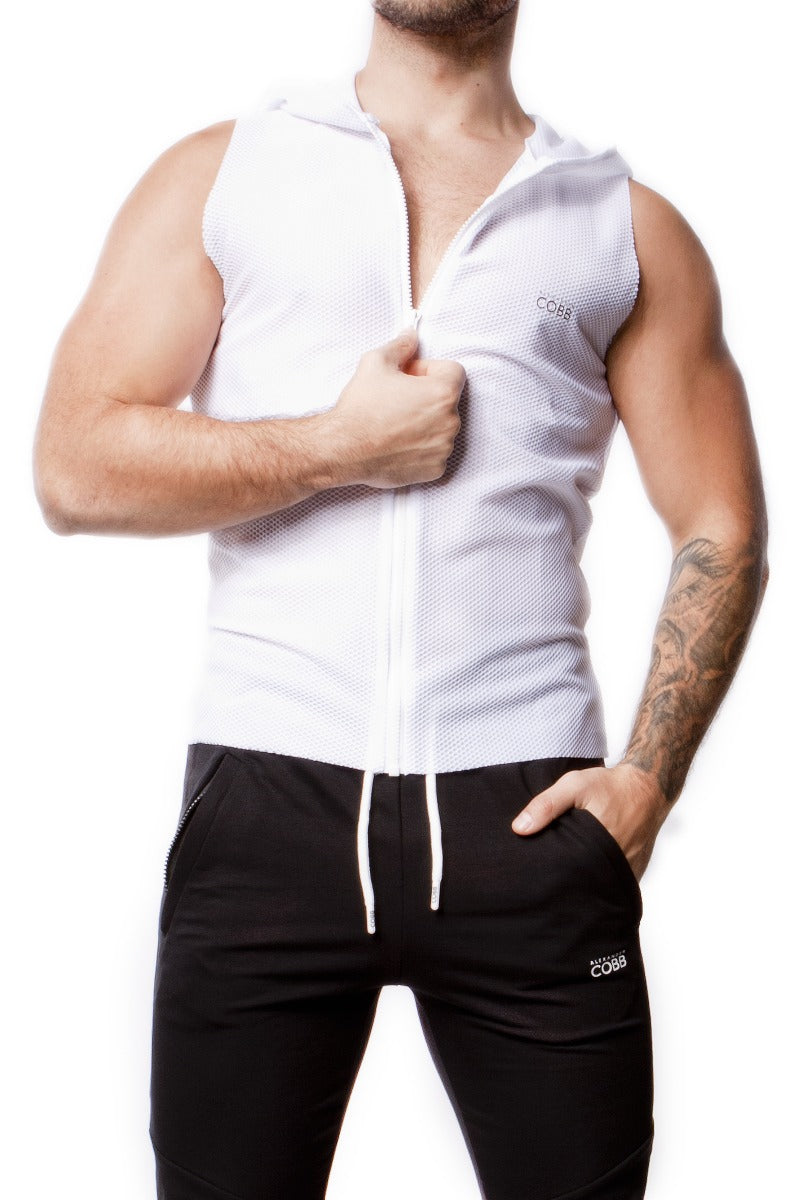 Alexander Cobb Mesh Sleeveless Hoody White