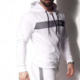 Alexander Cobb Stripe Zipper Hoody White