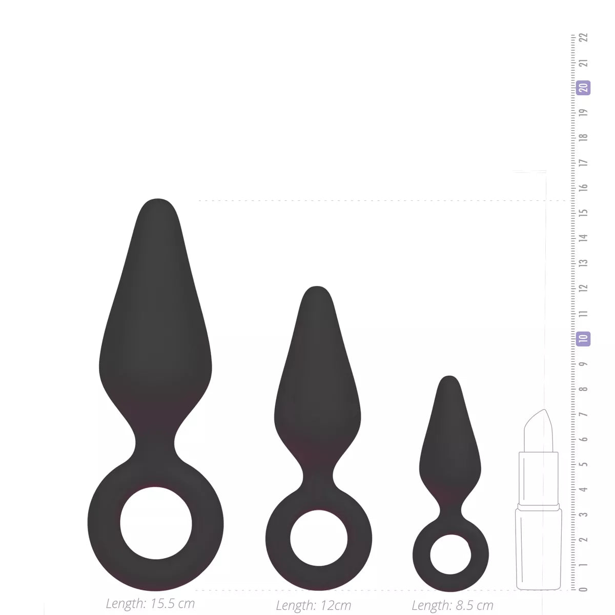 EasyToys Buttplugs with Pull Ring Set Black