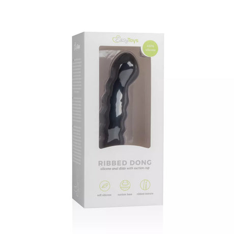 EasyToys Ribbed Silicone Suction Cup Dildo Black