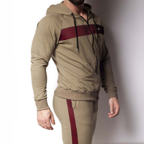 Alexander Cobb Stripe Zipper Hoody Army