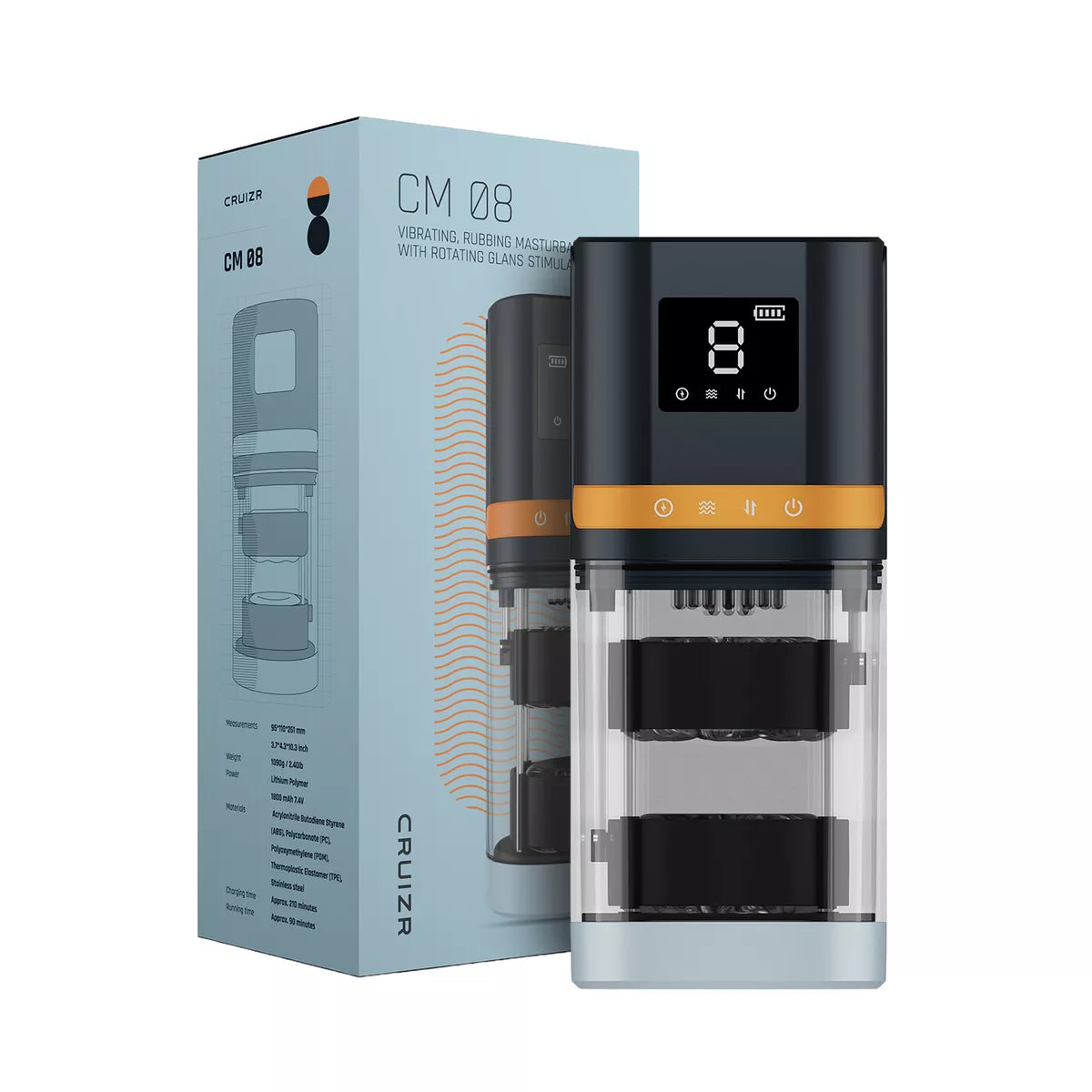 CRUIZR CM08 4 in 1 Masturbator with LCD Display Black