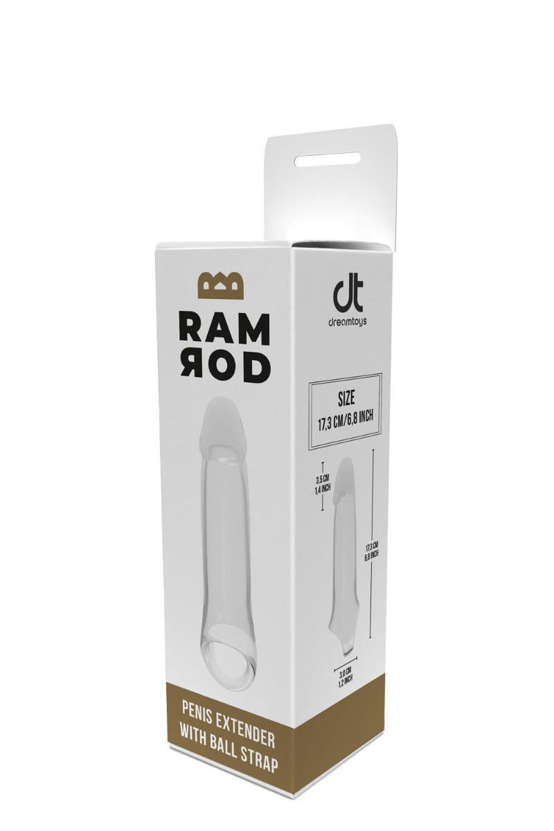 Ram Rod 6.6 Inch Penis Extender with Ball Strap Clear