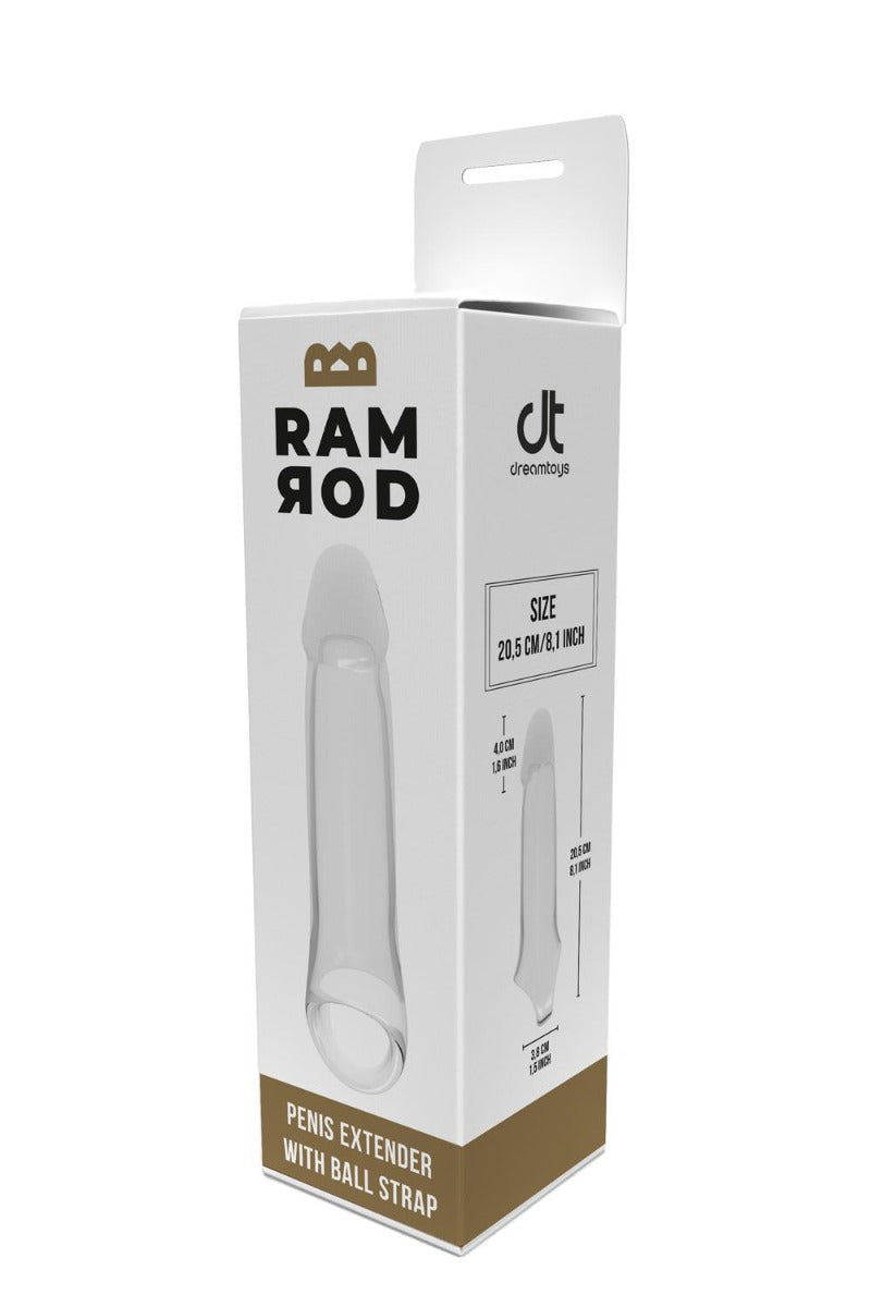 Ram Rod 7.6 Inch Penis Extender with Ball Strap Clear