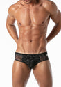 Leader Geometric Mesh Swim Brief Black