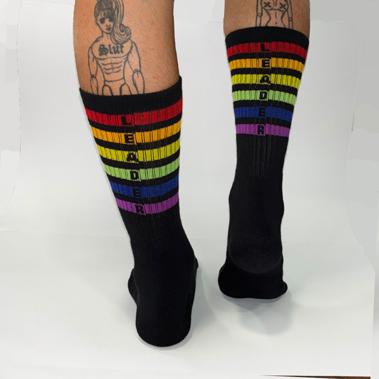 Leader Pride Stripes Crew Socks Black