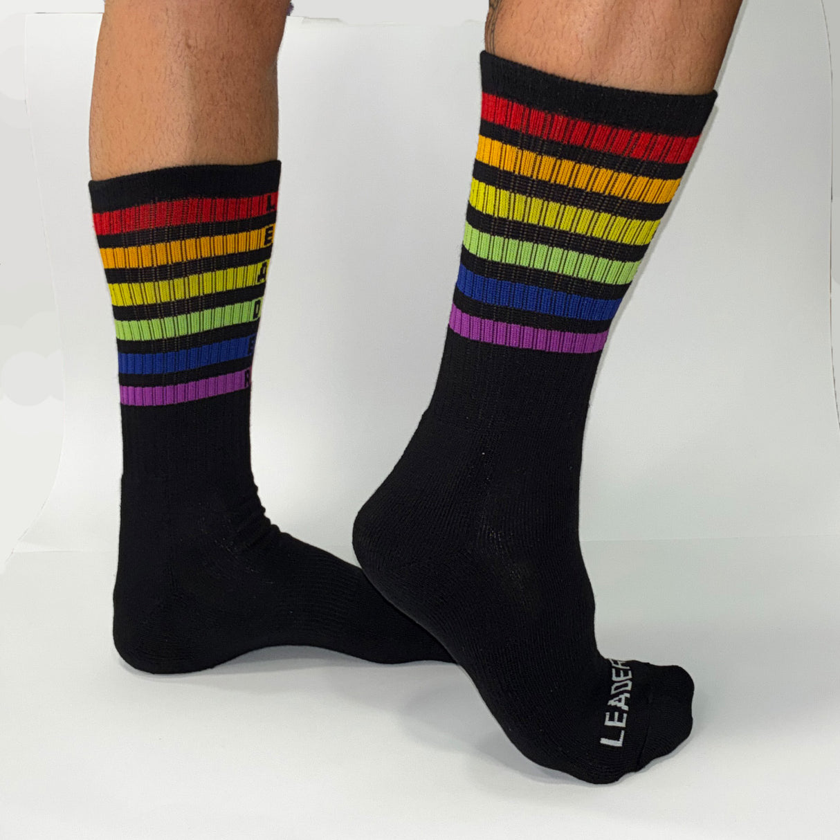 Leader Pride Stripes Crew Socks Black