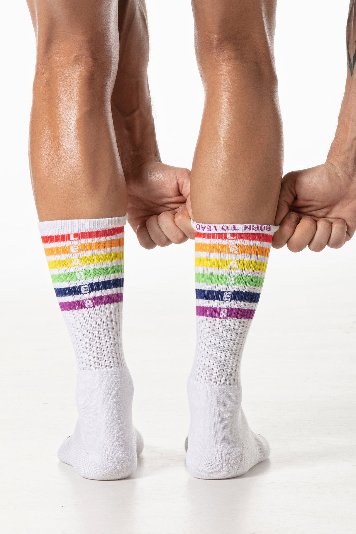 Leader Pride Stripes Crew Socks White
