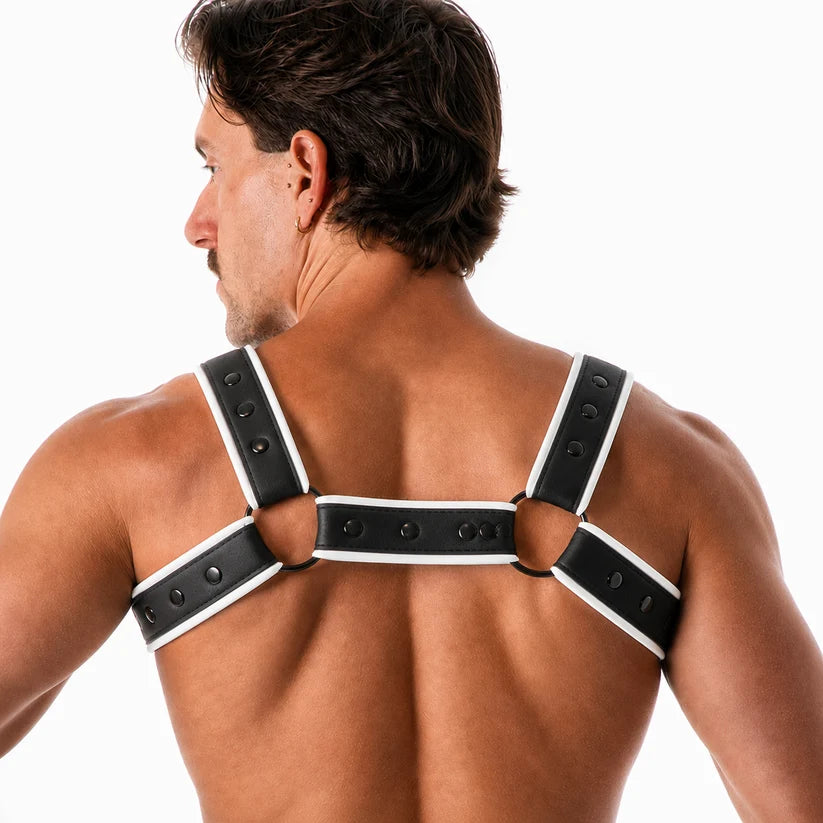 Leader Neoprene Harness Black White