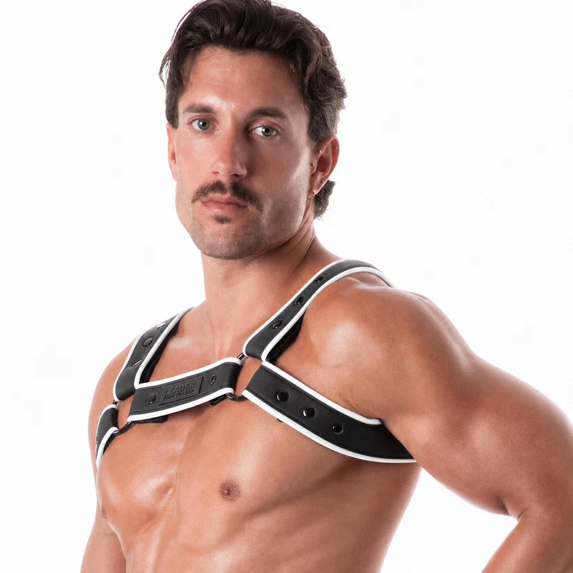 Leader Neoprene Harness Black White