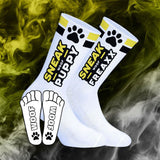 SNEAKFREAXX Woof Puppy Socks White Yellow