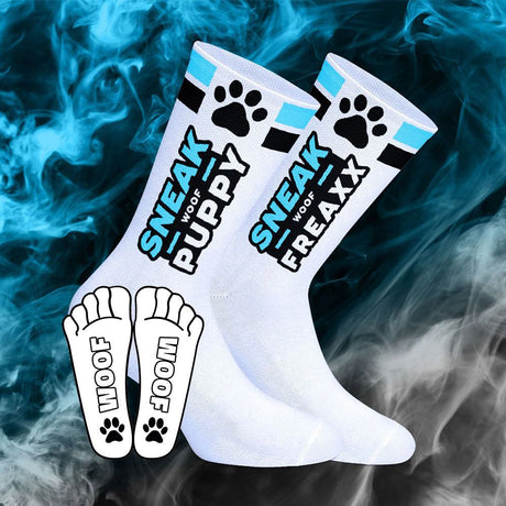 SNEAKFREAXX Puppy Socks White Blue