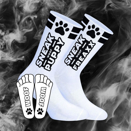 SNEAKFREAXX Puppy Socks White Black