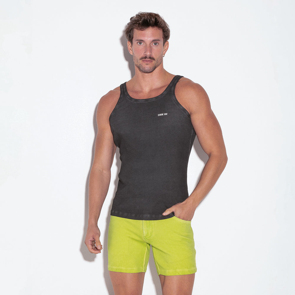 Code 22 Vintage Rib Tank Top Black