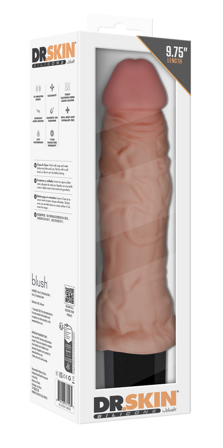 Dr Skin Silicone Dr Webber Vibrating Dildo 9.75 Inch Flesh