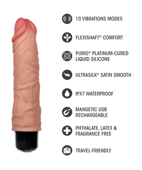 Dr Skin Silicone Dr Hunt Vibrating Dildo 8.75 Inch Flesh