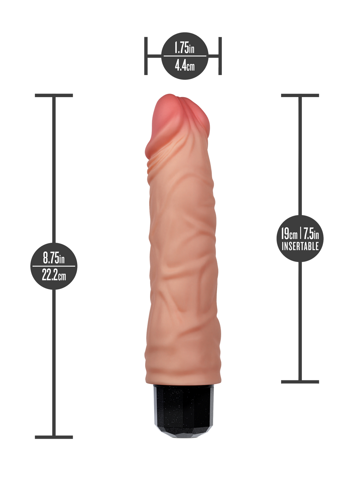 Dr Skin Silicone Dr Hunt Vibrating Dildo 8.75 Inch Flesh