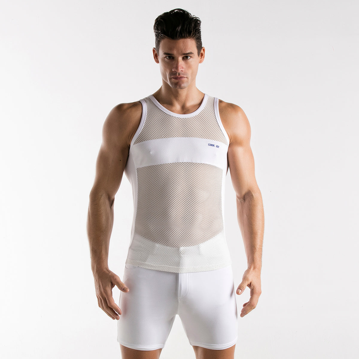 Code 22 Mesh Tank Top White