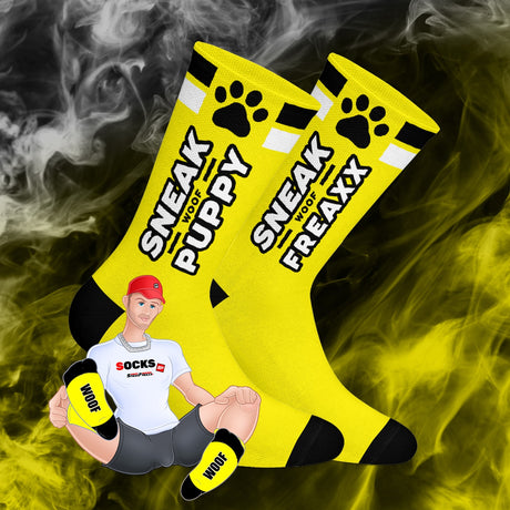 SNEAKFREAXX Woof Puppy Socks Yellow