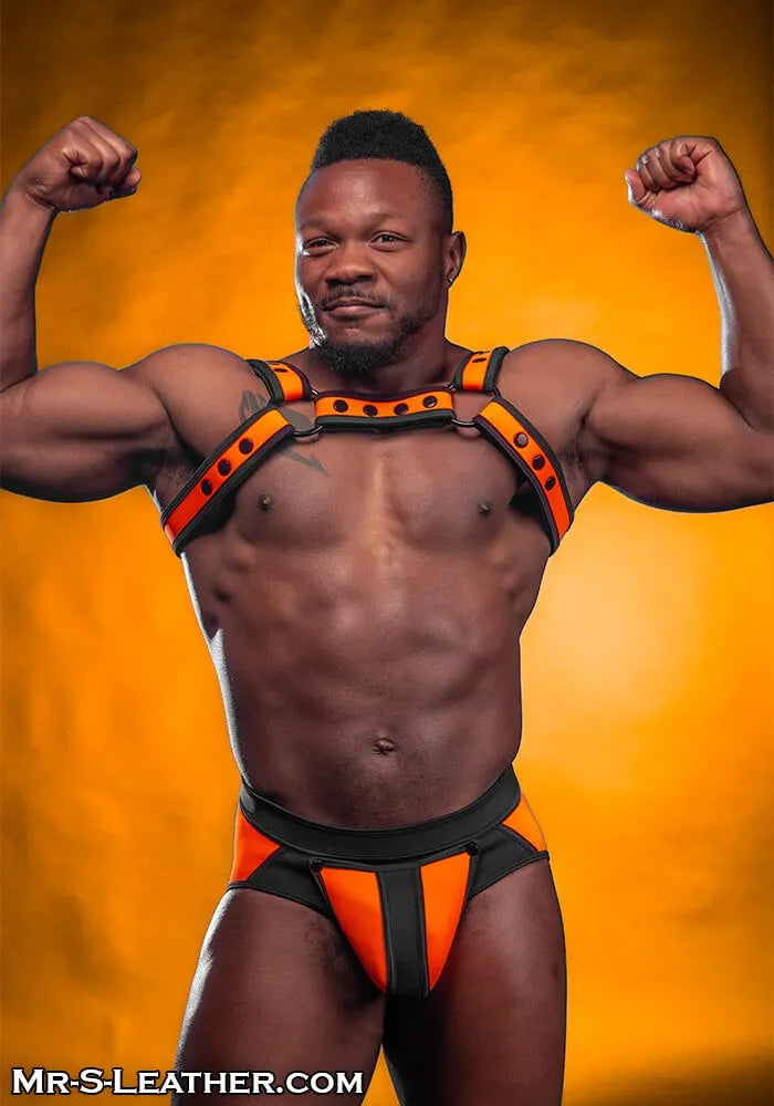 Mr S Leather Neo Bold Colour Bulldog Harness Orange